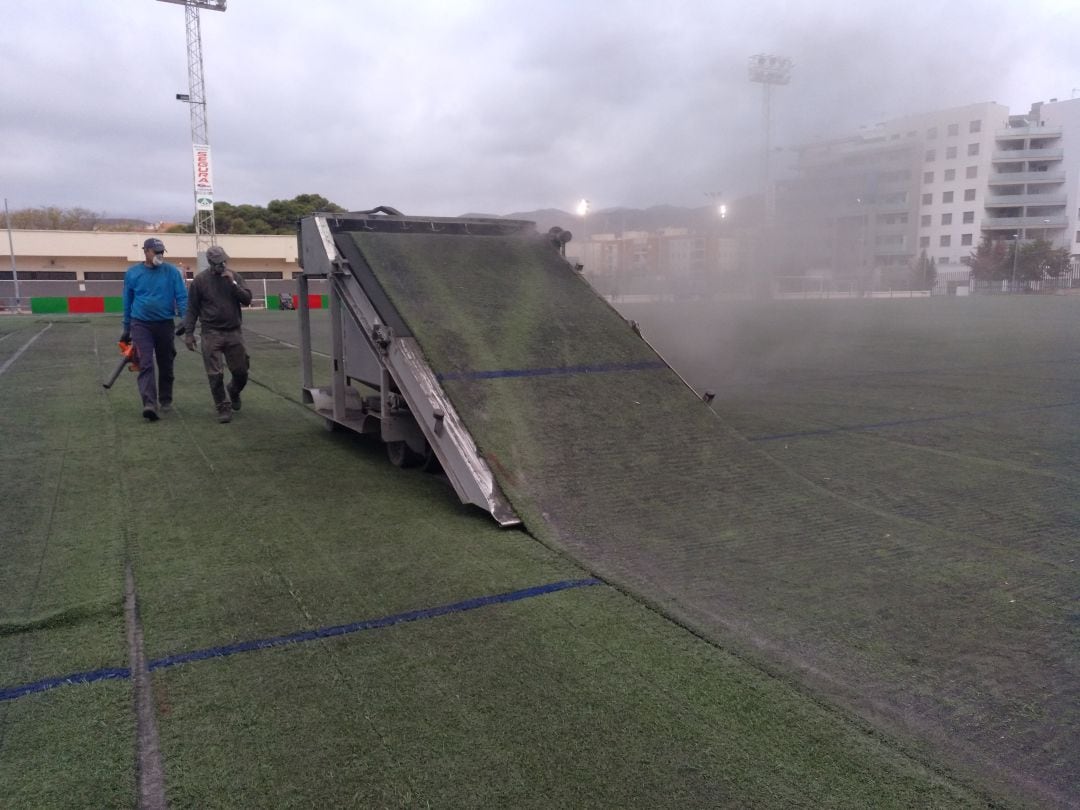 Trabajos en el campo del Pavía.