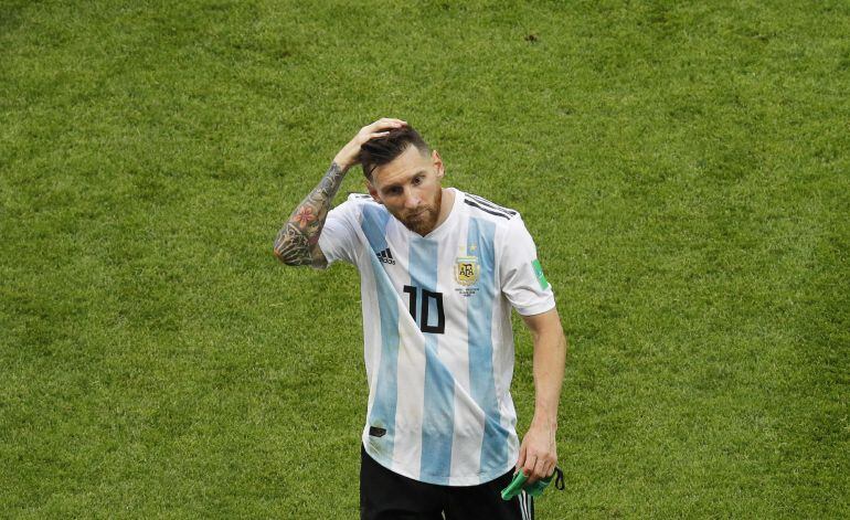 Lionel Messi tras la eliminación de Argentina en el Mundial de Rusia 2018  