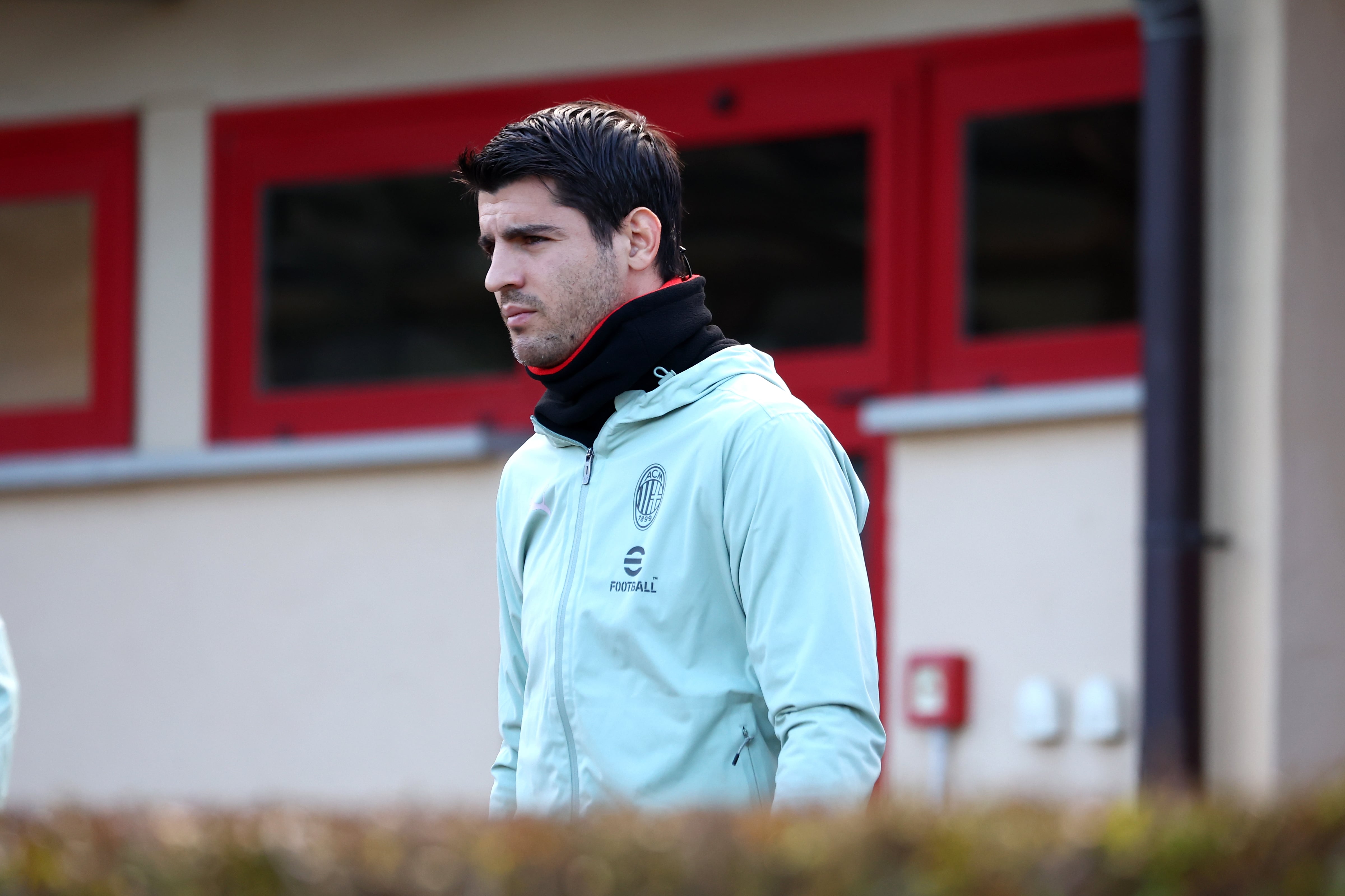 Álvaro Morata, en un entrenamiento con el AC Milan