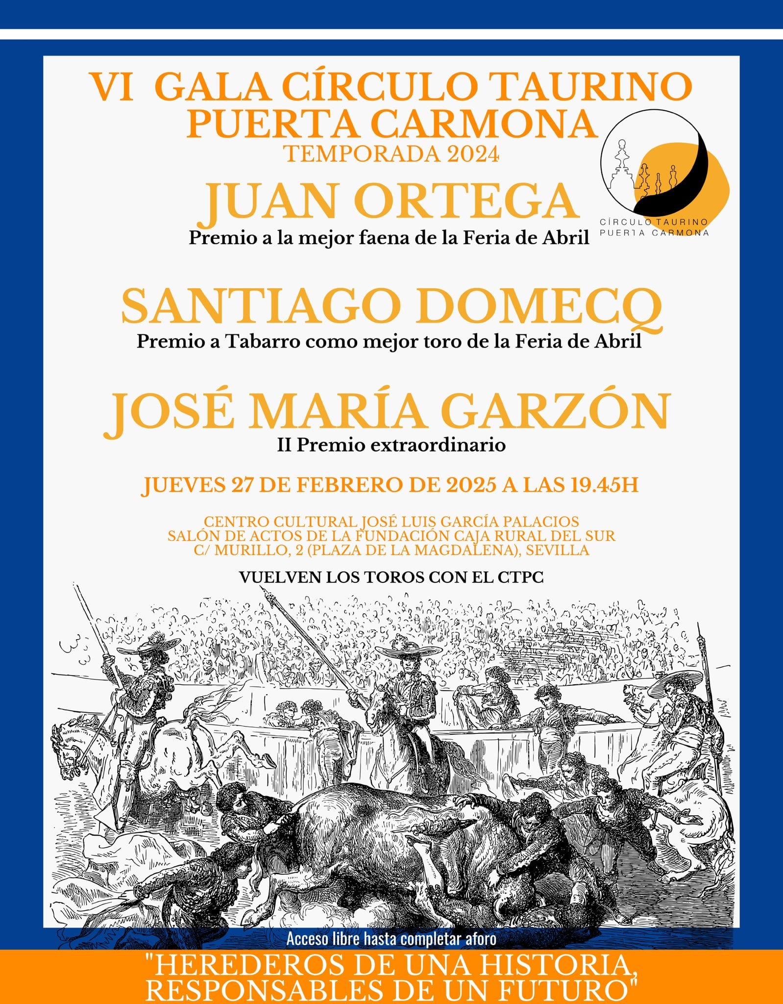 Cartel de la VI Gala del Círculo Taurino Puerta Carmona de Sevilla