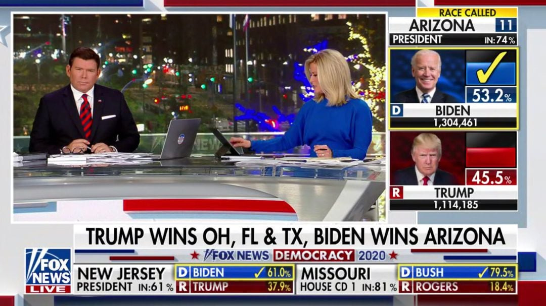 Fotograma de la cobertura electoral de Fox News