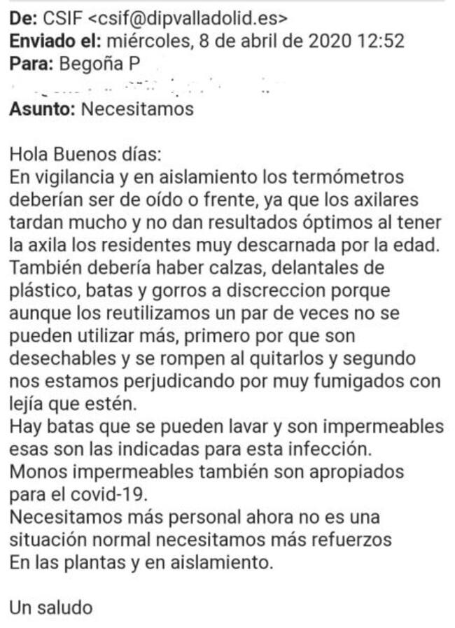 Correo de CSIF del 8 de abril