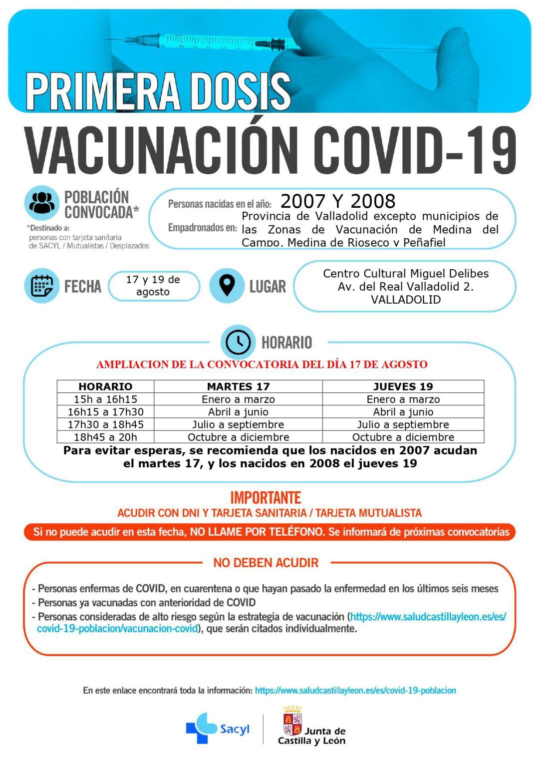 Llamamiento a los nacidos en 2007 y 2008