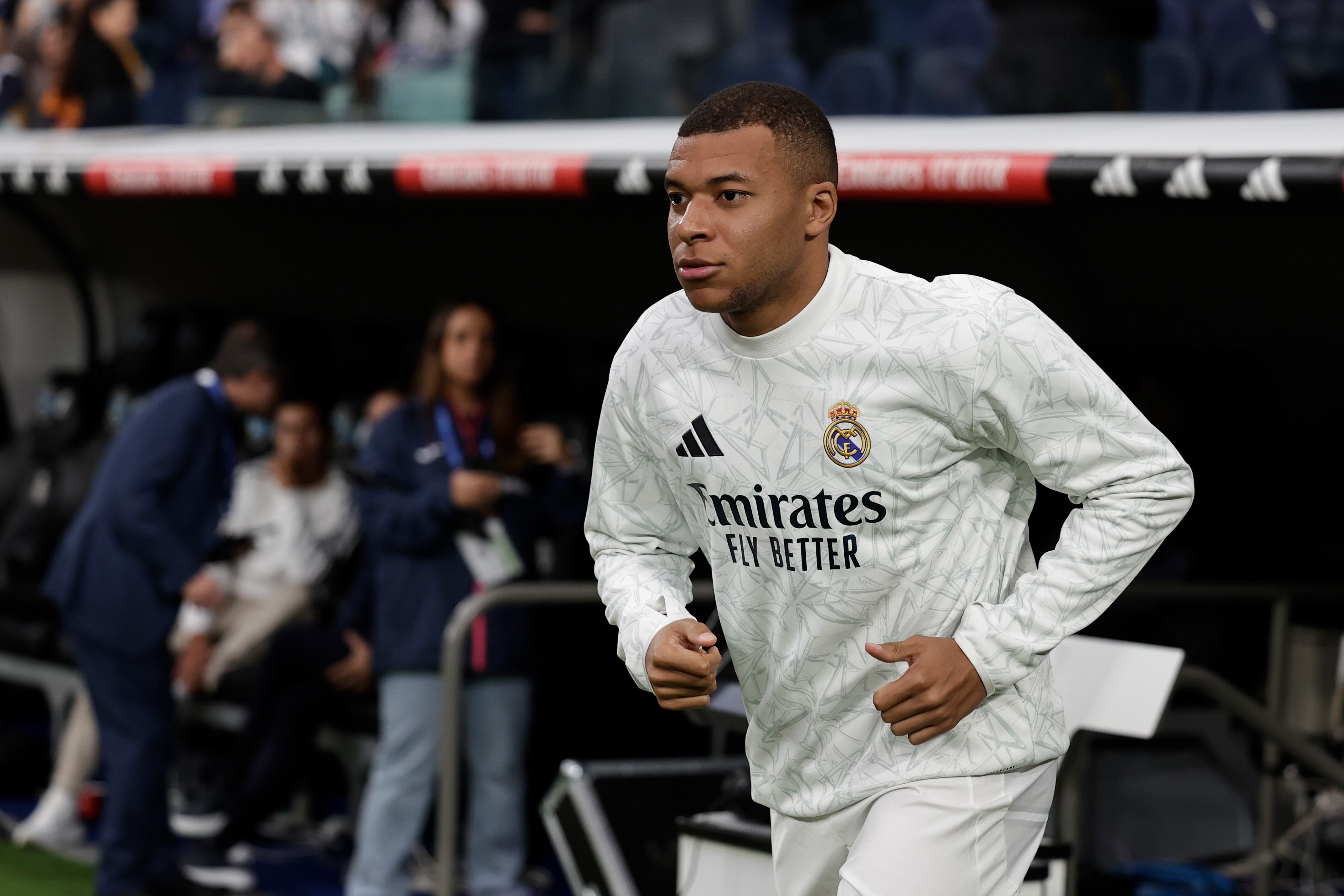 Kylian Mbappé, en la previa del partido de Liga entre Real Madrid y Getafe