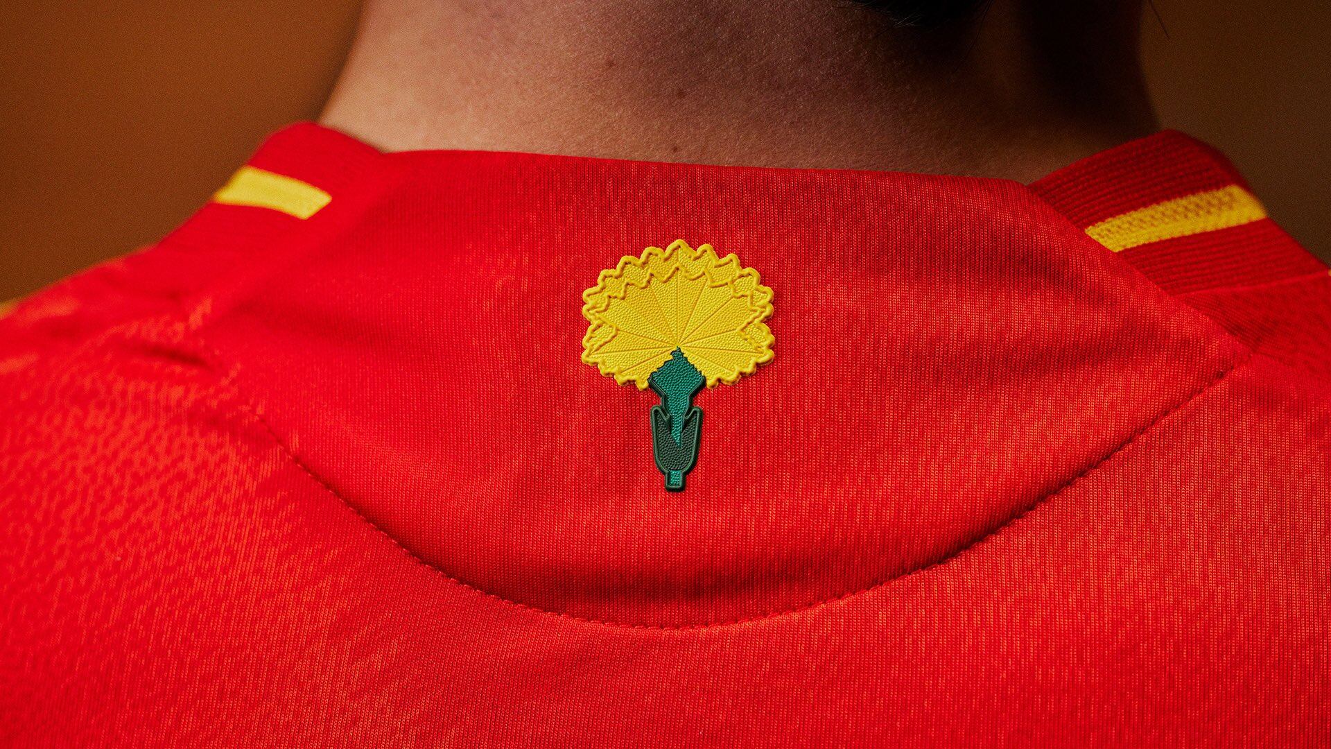 Detalle de la nueva camiseta de la selección española