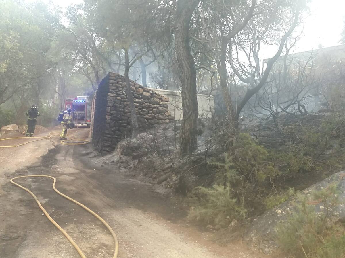 El incendio en un generador eléctrico provoca un pequeño fuego forestal en Sant Miquel