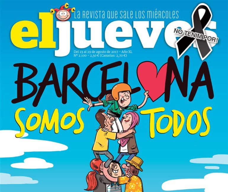 La portada de la Revista El Jueves en apoyo a Barcelona tras sufrir el atentado terrorista en La Rambla