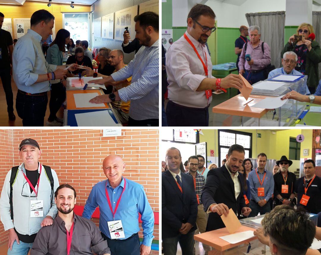 Votaciones de los candidatos a la alcaldía de Lorca, de izquierda a derecha y de arriba a abajo: Fulgencio Gil (PP); Diego José Mateos (PSOE); Pedro Sosa (IU-V); y Francisco Morales (Ciudadanos).