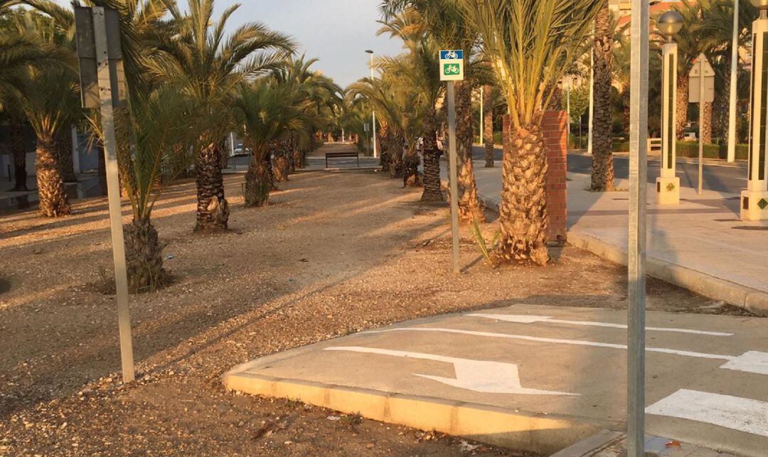 Carril bici cortado a la altura de la Avenida de la Libertad