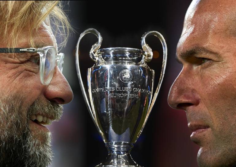 Montaje con el perfil de Klopp, entrenador del Liverpool, y de Zidane, el técnico del Real Madrid 