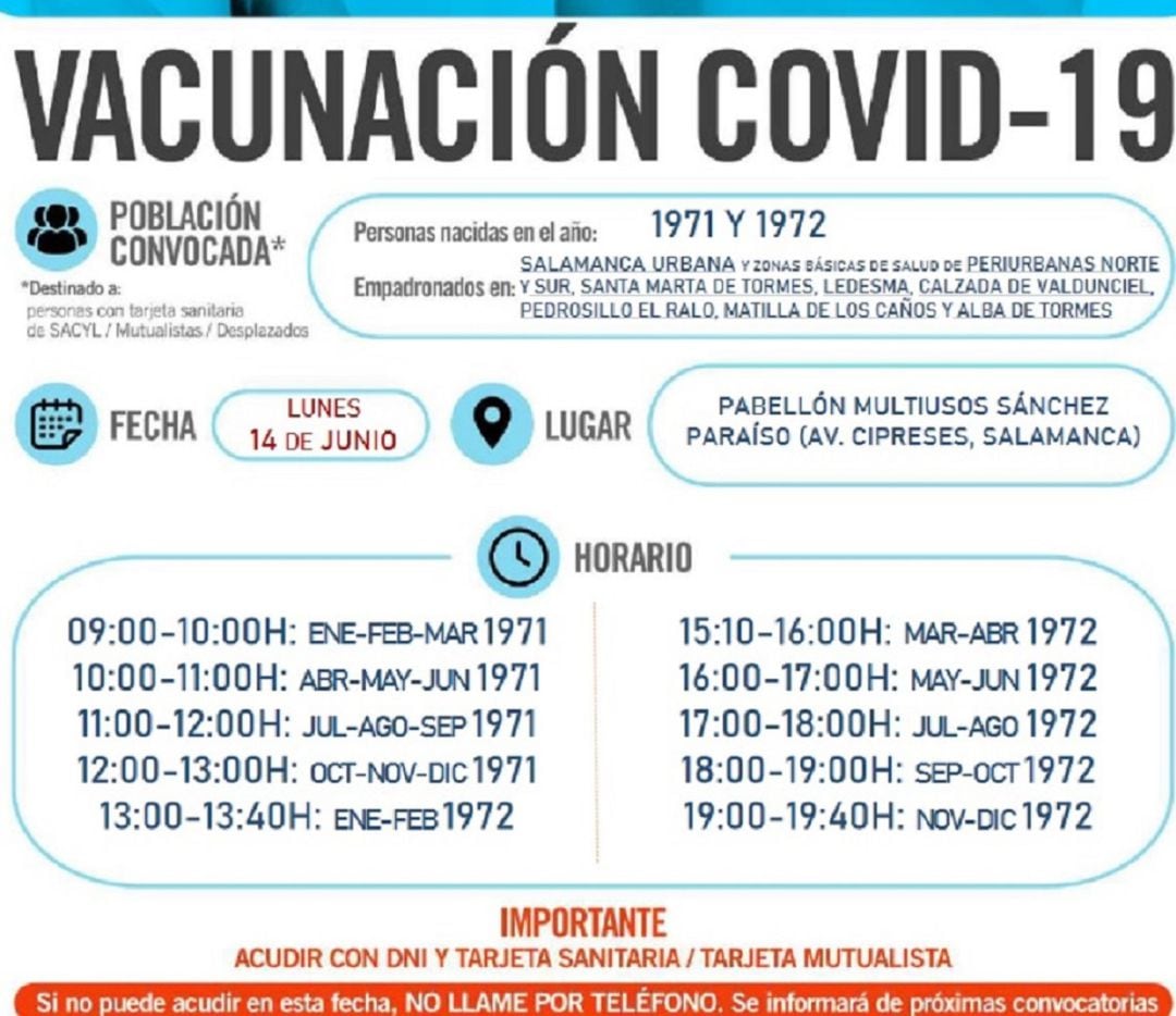 Información sobre la vacunación en Salamanca capital