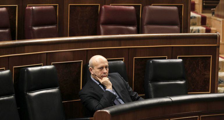 Jose Ignacio Wert durante el pleno del Congreso que dio luz verde al proyecto de Ley para la Mejora de la Calidad Educativa