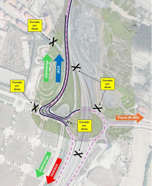 Movimientos permitidos en la glorieta de la A-23 con la N260
