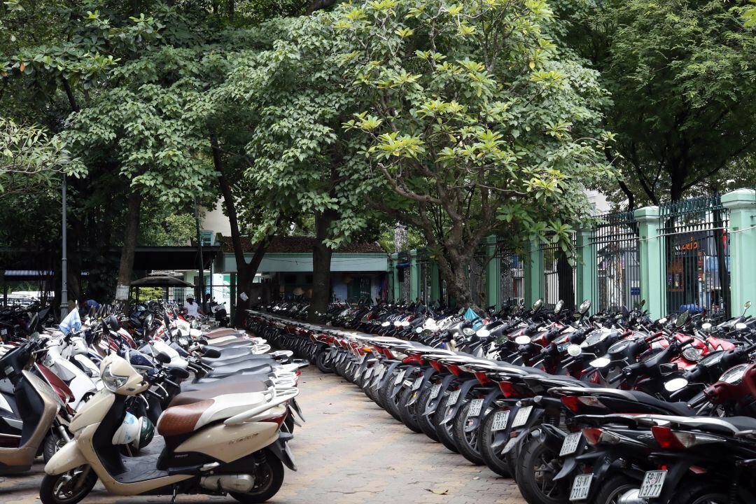 Aparcamiento para motos instalado en Vietnam.