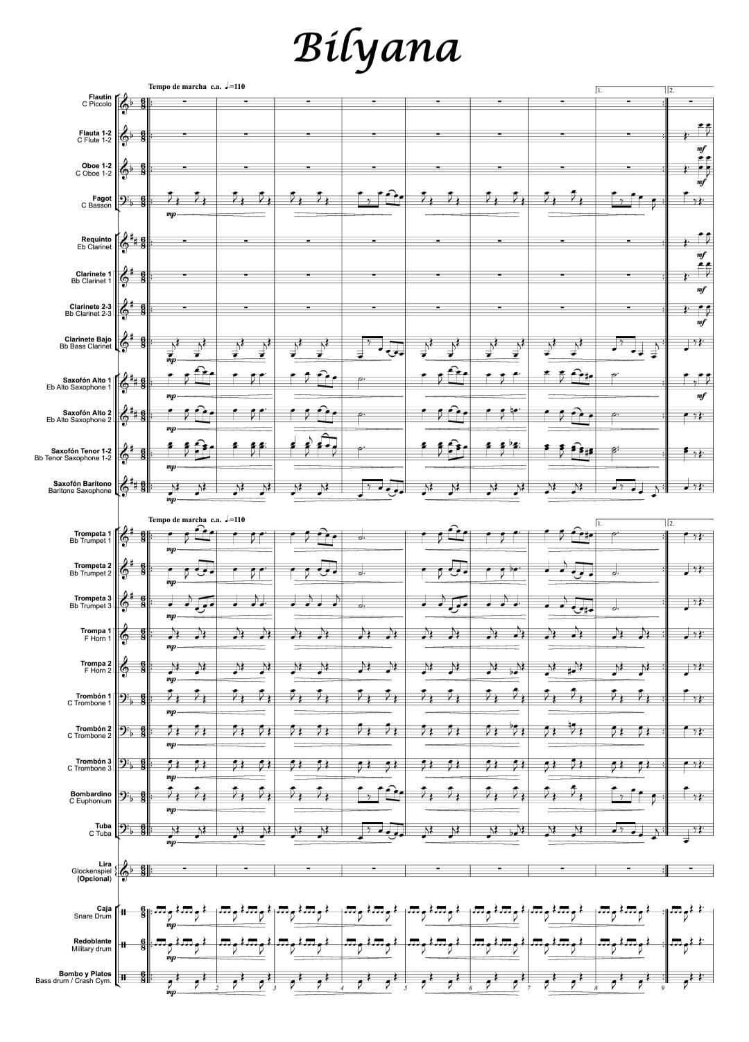 Partitura de la obra