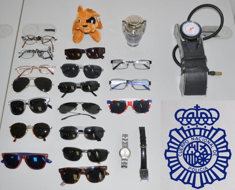 Objetos recuperados tras la detención