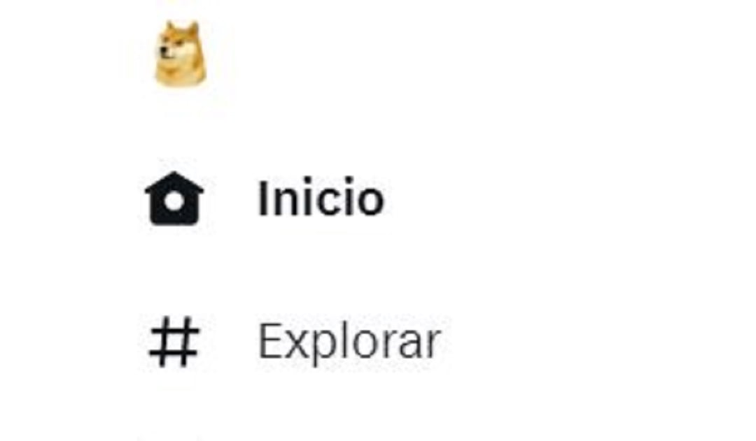 El logo de Dogecoin en el lugar donde aparece normalmente el pájaro de Twitter