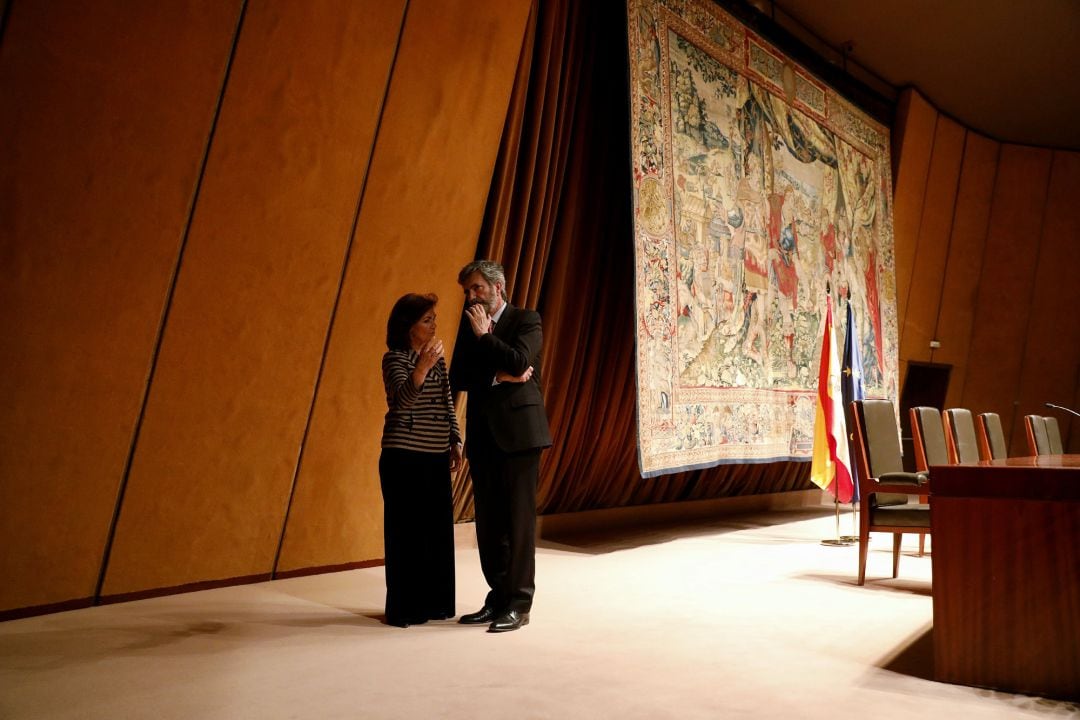 La vicepresidenta Carmen Calvo y el presidente del Supremo Carlos Lesmes.