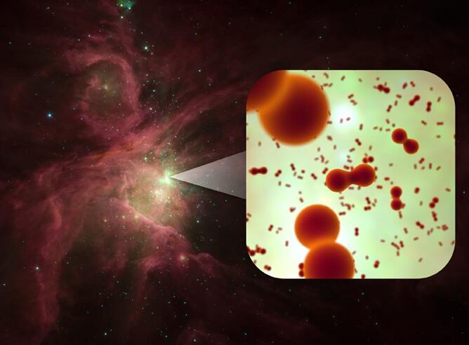 Representación de las moléculas de oxígeno halladas en el espacio por la NASA