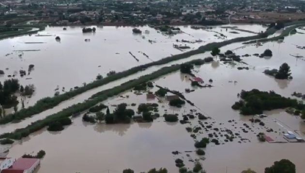 Imagen a vista de pájaro (dron) de la Ribera de Molina recogida en un vídeo grabado por un vecino de la pedanía molinense.