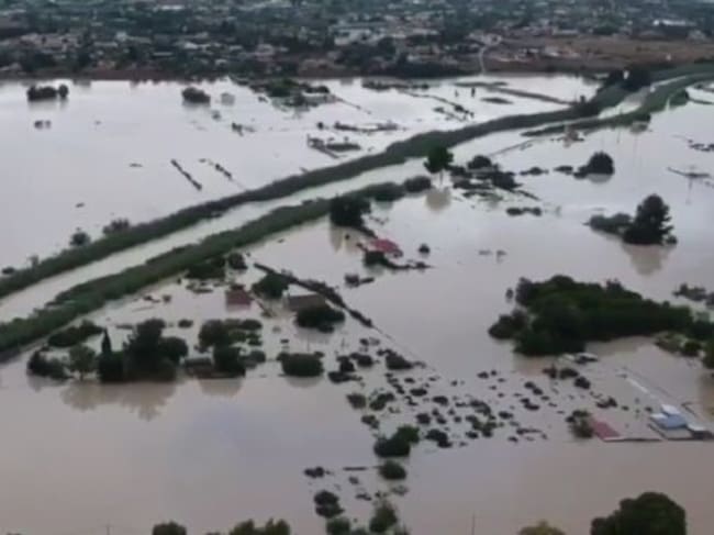 Imagen a vista de pájaro (dron) de la Ribera de Molina recogida en un vídeo grabado por un vecino de la pedanía molinense.