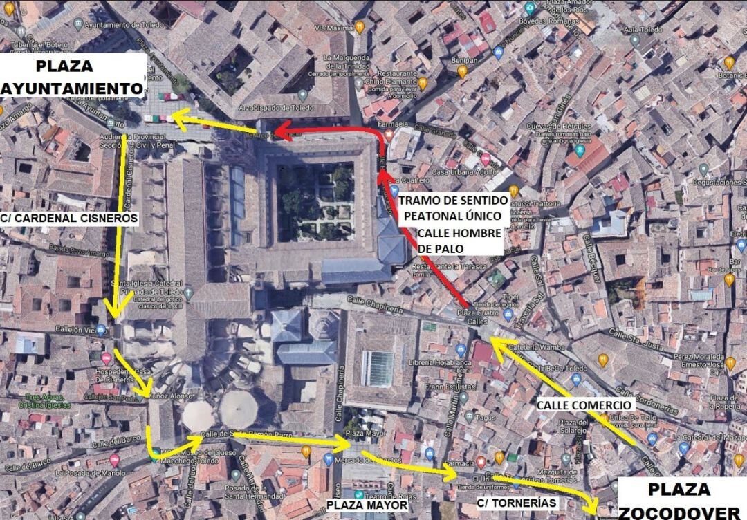 Plan de tráfico para peatones ideado por el Ayuntamiento de Toledo