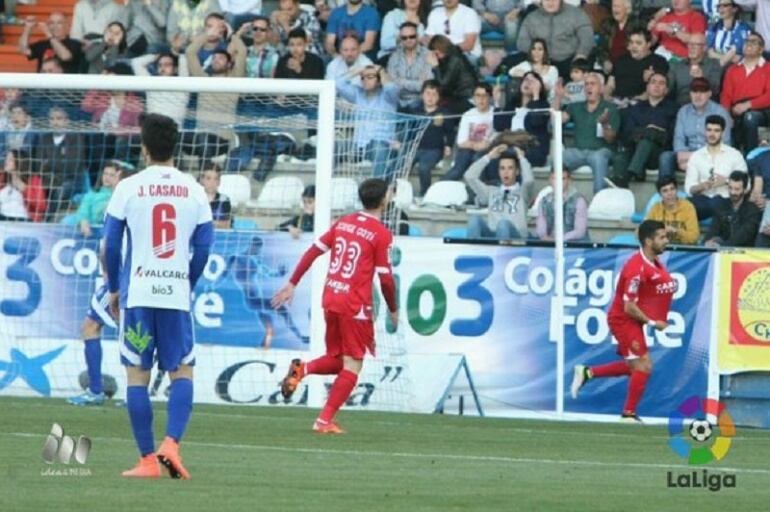 Ángel celebra el gol marcado en Ponferrada