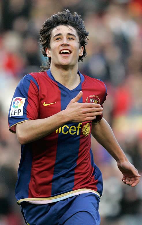 Bojan Krkic celebra su segundo gol contra el Valladolid en el Camp Nou
