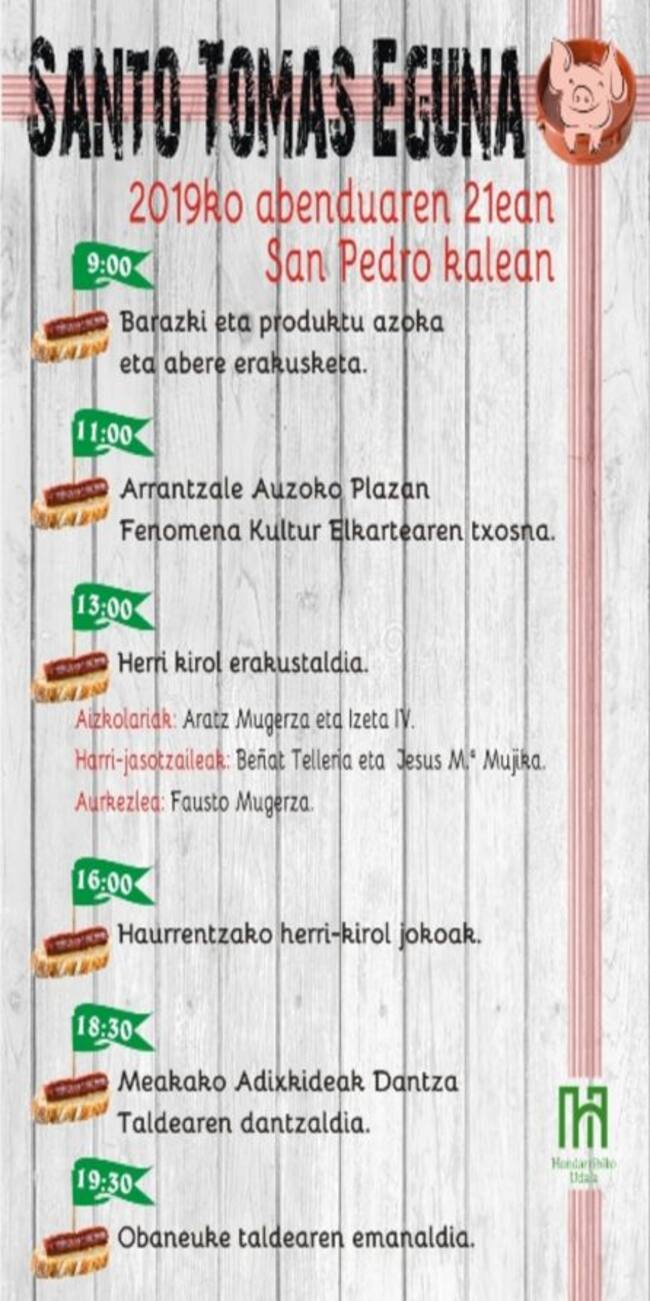 Cartel del Santo Tomás de Hondarribia 2019
