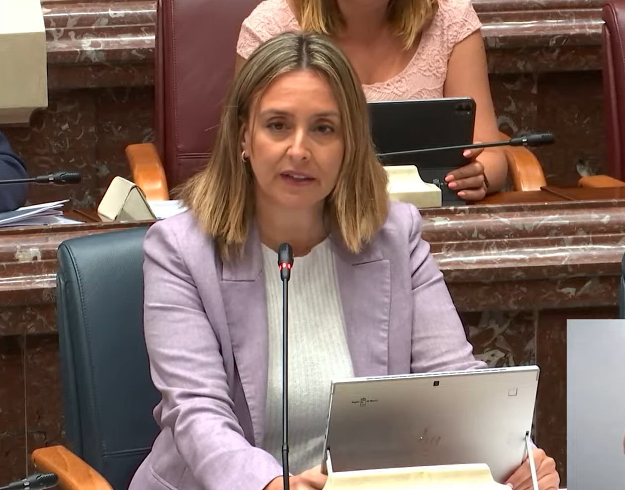 La consejera de Política Social, Conchita Ruiz, durante su comparecencia en la Asamblea Regional