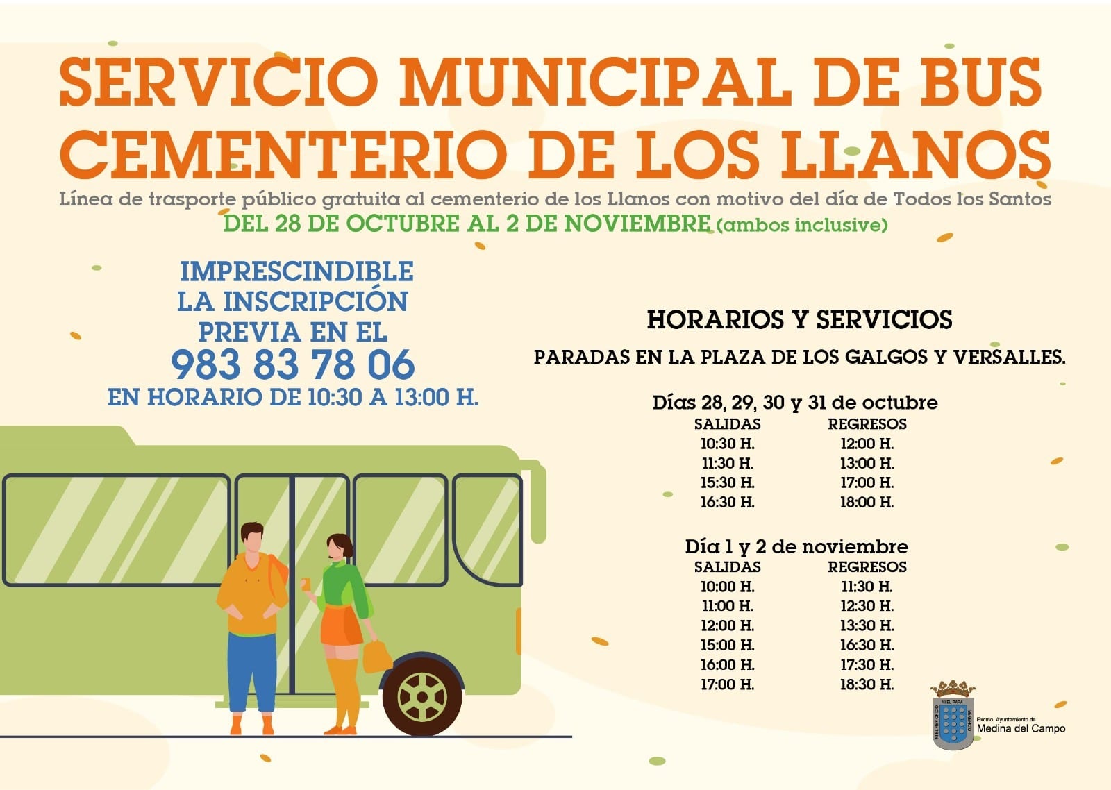 Servicio de Bus al Cementerio de Los Llanos de Medina