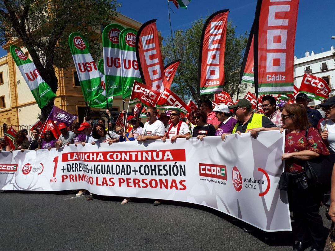 Imagen de la manifestación de 1º de mayo en Cádiz
