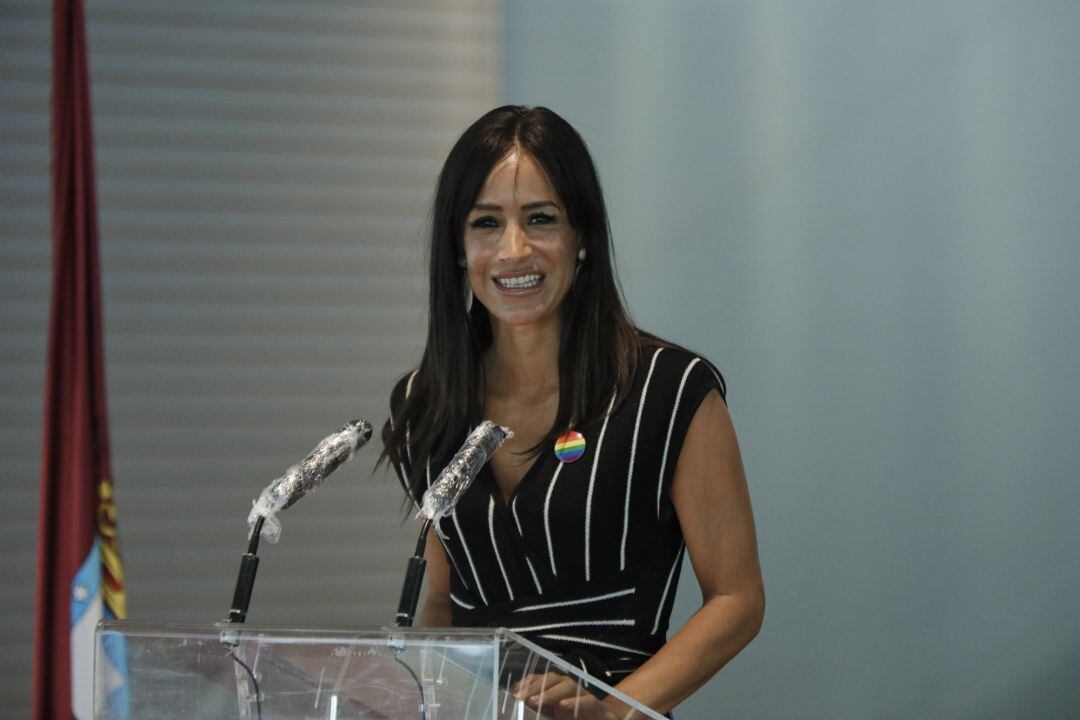 La vicealcaldesa de Madrid, Begoña Villacís, durante su intervención en el acto institucional con motivo del Orgullo 2020 