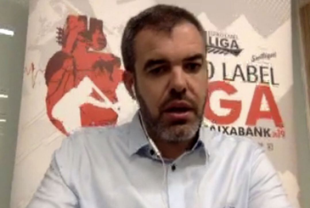 Borja Rodrigo en la rueda de prensa telemática posterior a la asamblea de la ACT