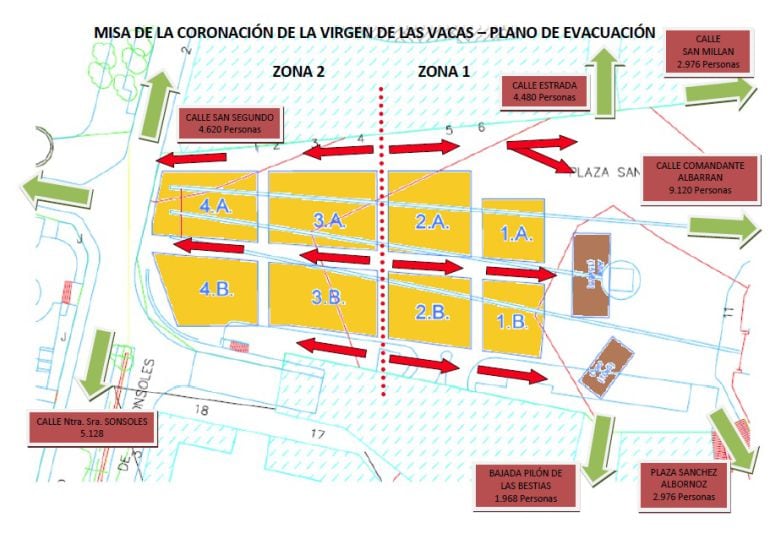 Plano de la distribución del Mercado Grande durante el acto de coronación de la Virgen de las Vacas