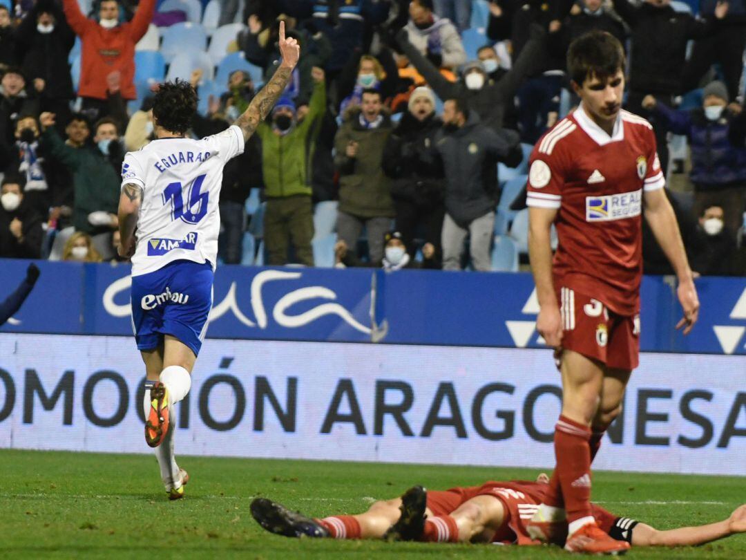 Eguaras celebra su gol que abrió el marcador