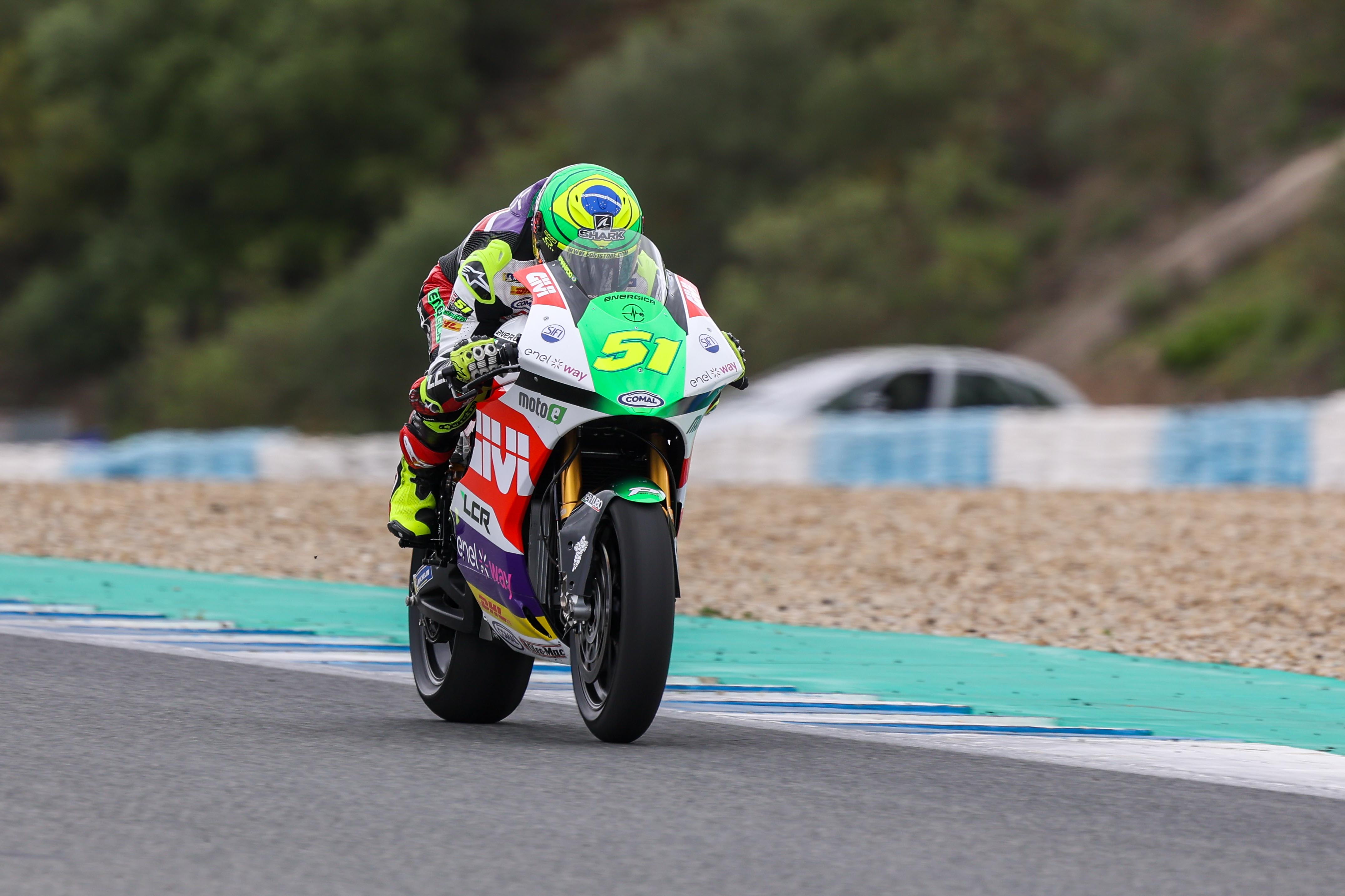 Eric Granado durante la sesión de entrenamientos del MotoE en el Circuito de Jerez