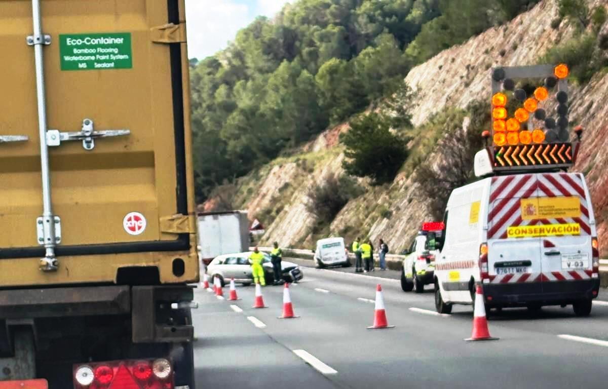 Situación de la A7 esta mañana (Fuente: Ràdio Xàtiiva SER)