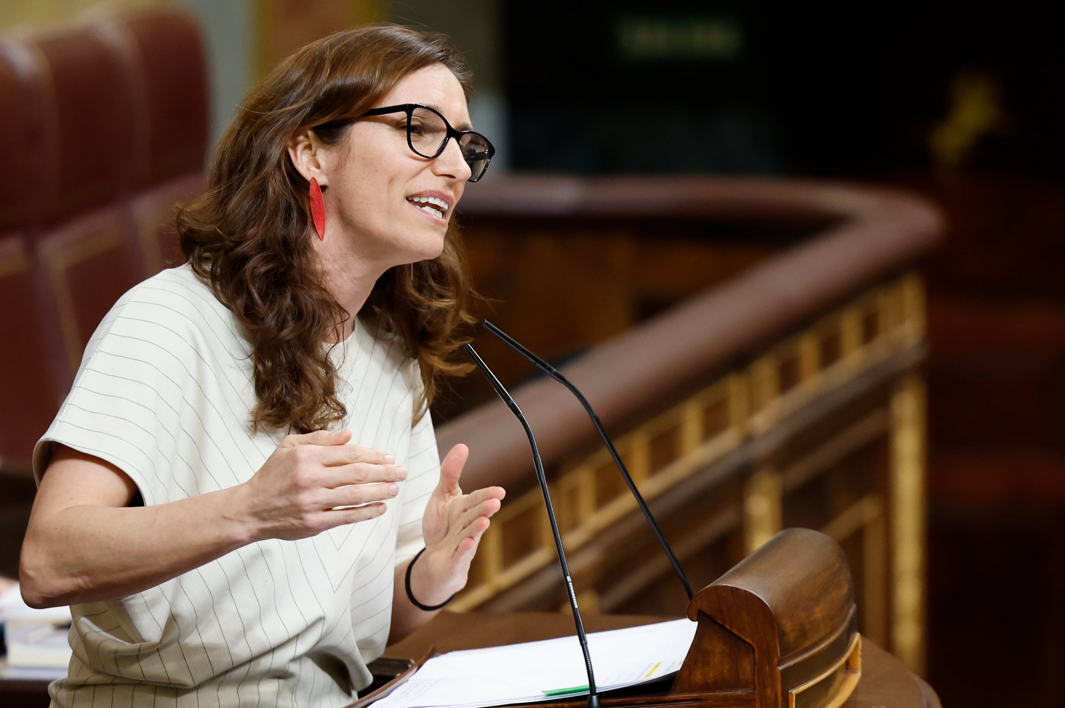 MADRID, 18/03/2026.- La ministra de Sanidad, Mónica García, durante su intervención ante el pleno del Congreso de este miércoles. EFE/ Mariscal
