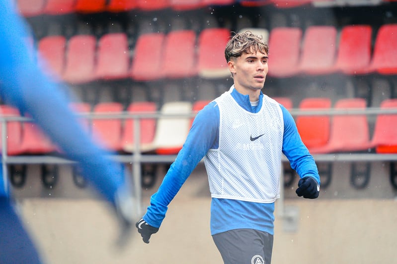 Josep Cerdà, durant l&#039;entrenament d&#039;avui al Comunal