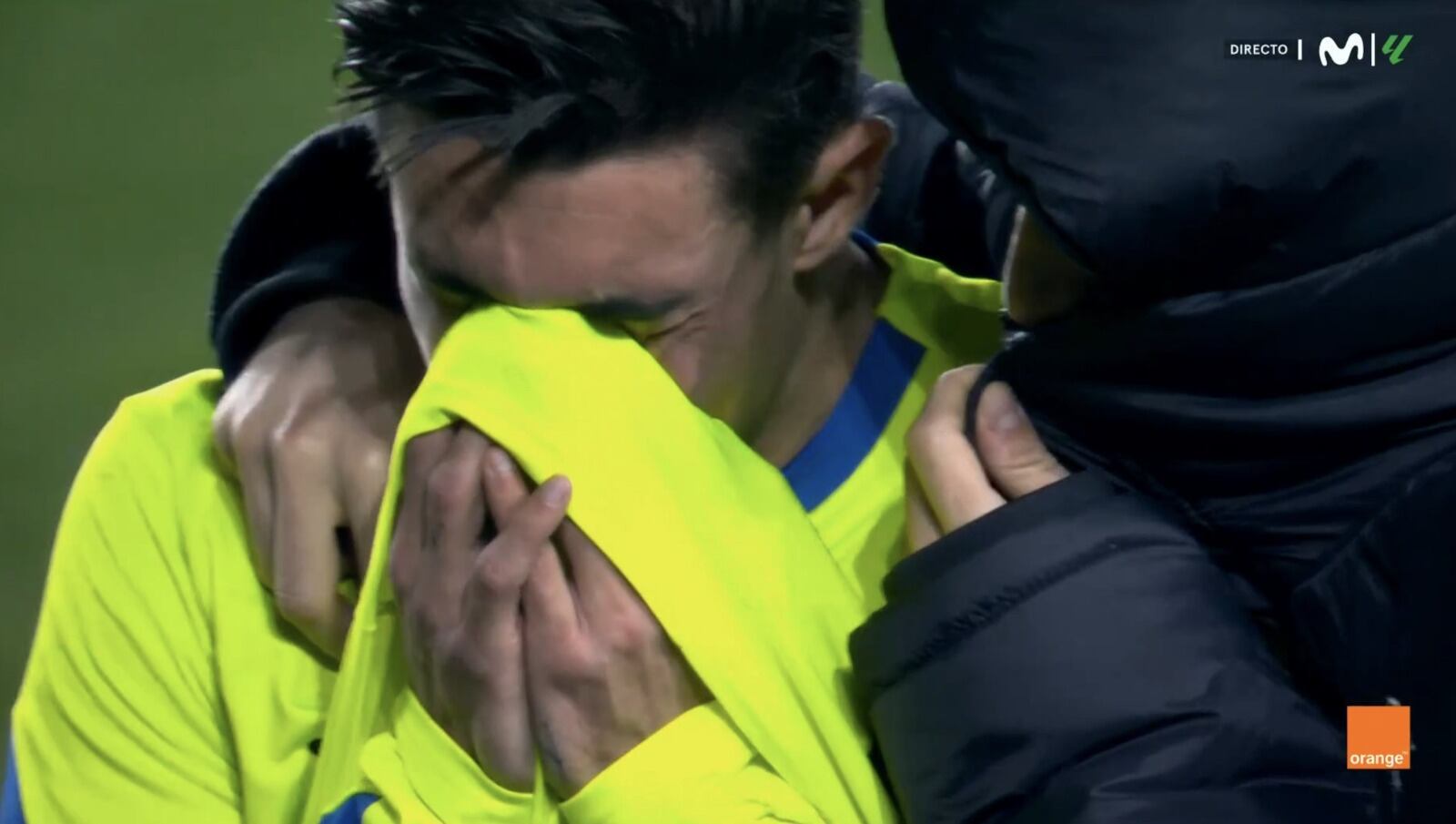 Álex Sancris, destrozado tras finalizar el Rayo - Getafe / Captura de pantalla