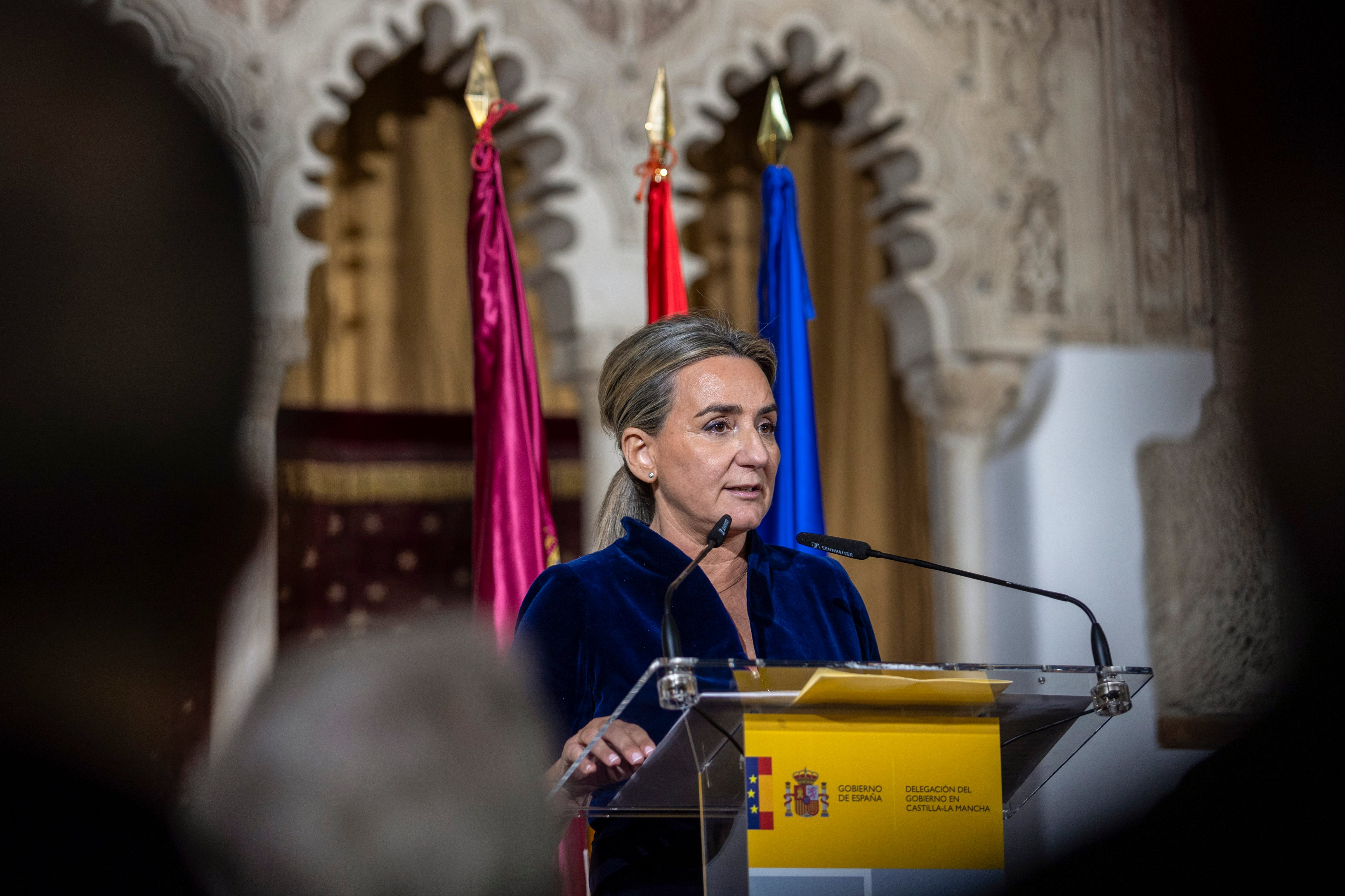 TOLEDO, 15/12/2023.- Milagros Tolón interviene durante su toma de posesión como delegada del Gobierno central en Castilla-La Mancha. EFE/Ángeles Visdómine
