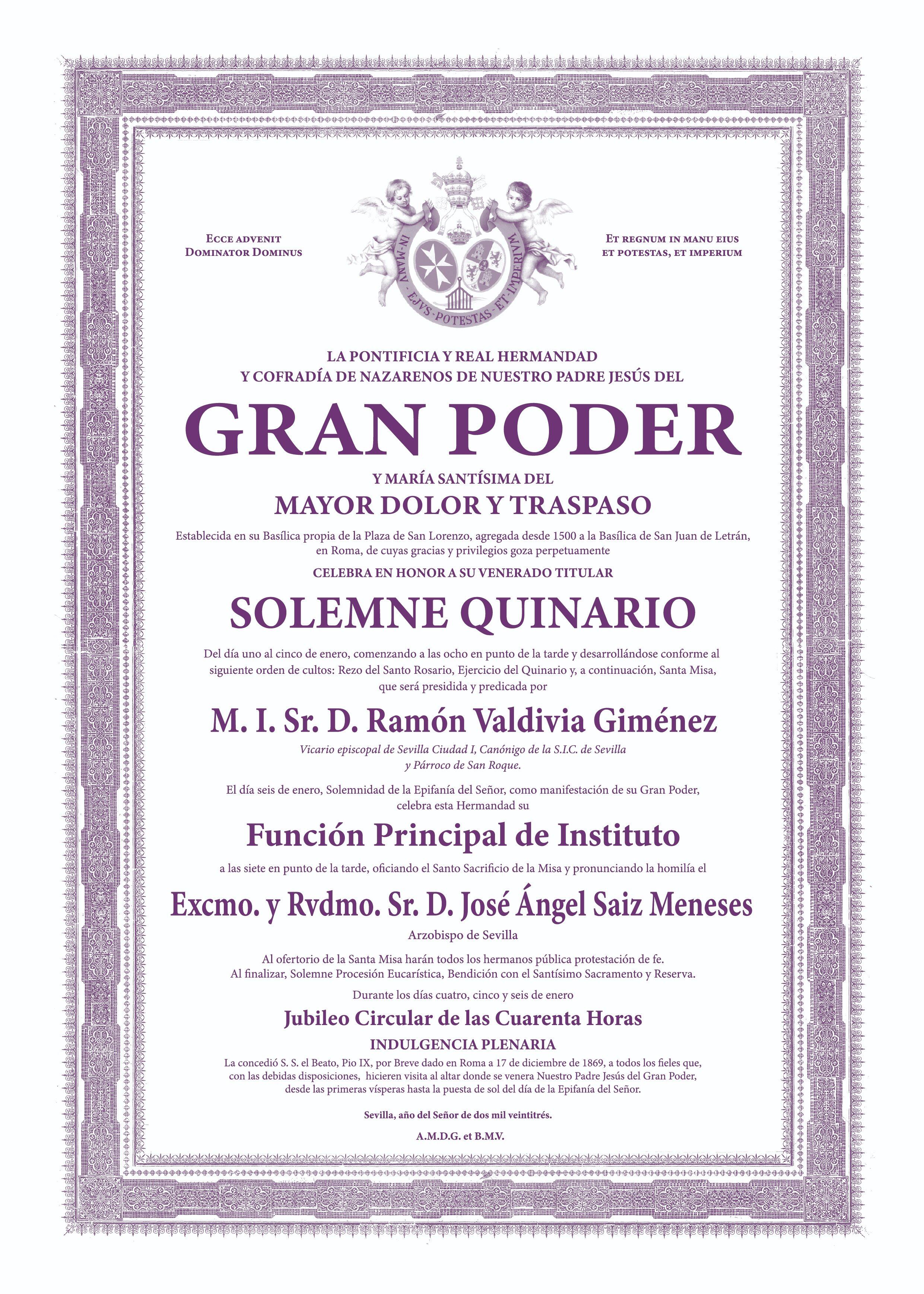 Cartel del cultos de la Hermandad del Gran Poder