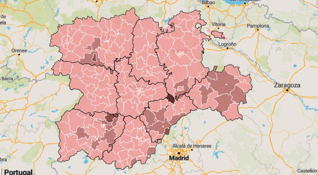 Mapa de mortalidad covid a 22 de septiembre de 2020