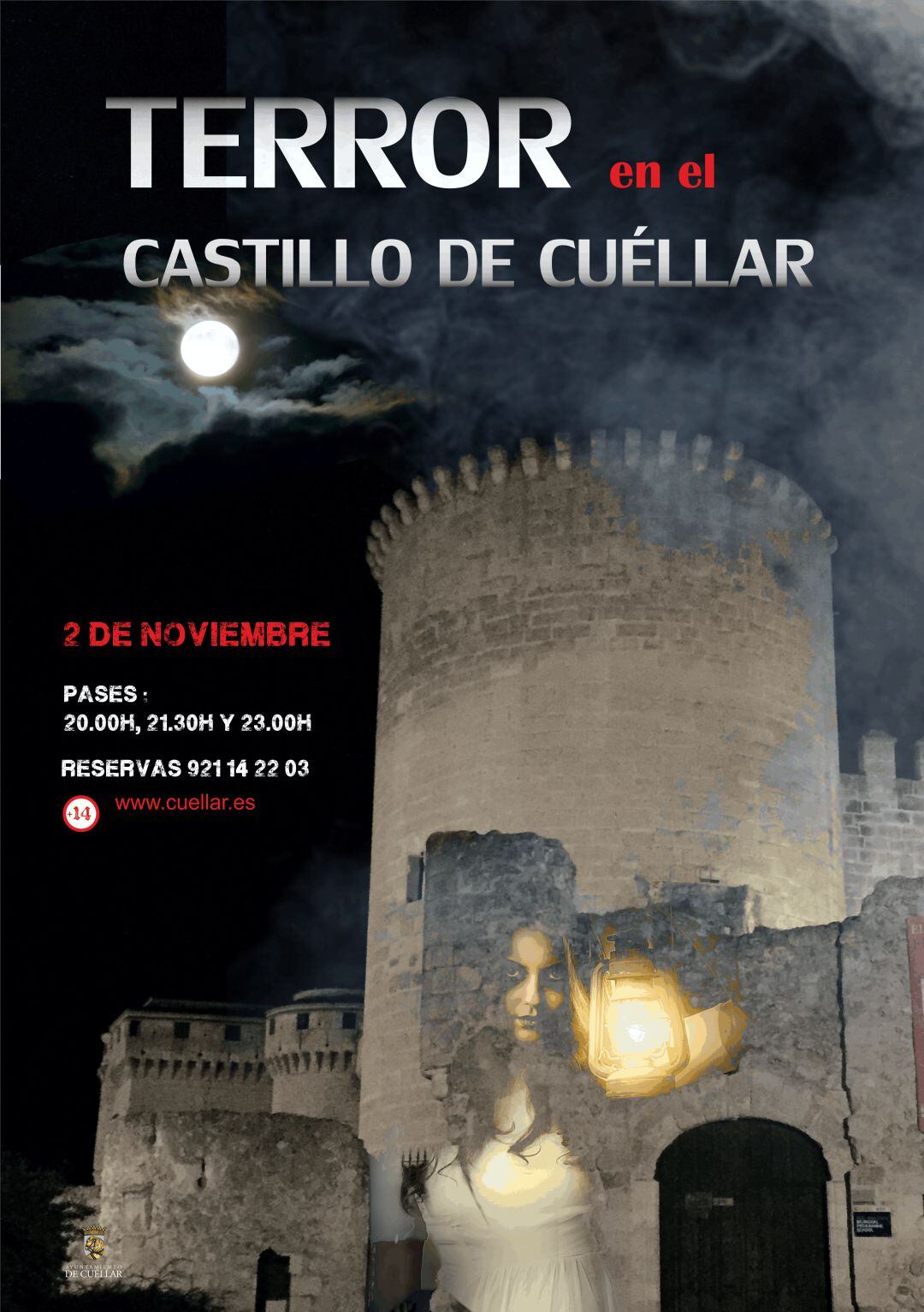 Cartel de la noche de terror organizada en el castillo de Cuéllar.