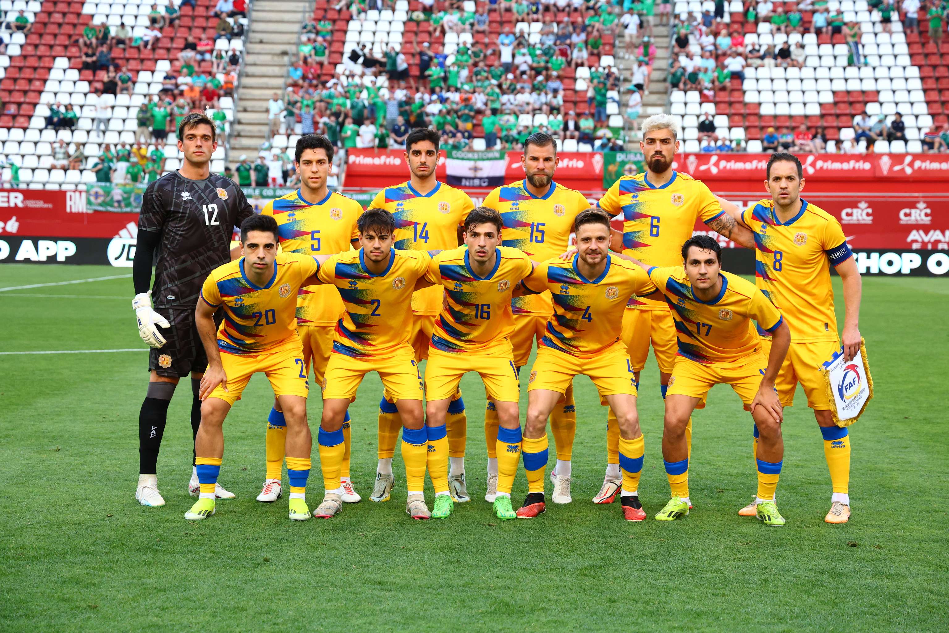 L'onze titular de la selecció andorrana contra Irlanda del Nord disputat ahir a Múrcia.