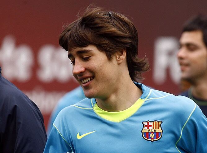 Bojan Krkic, entrenando con el Barça.