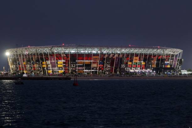 El Estadio 974 fue construido a partir de contenedores. (Photo by GIUSEPPE CACACE / AFP) (Photo by GIUSEPPE CACACE/AFP via Getty Images)