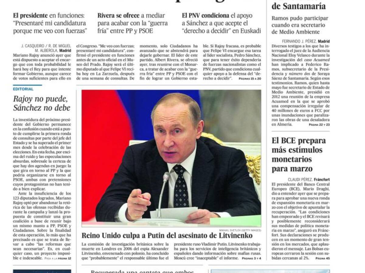 Portadas periódicos 22 de enero de 2016