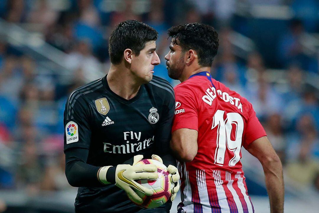 Courtois, en el derbi ante el Atlético.